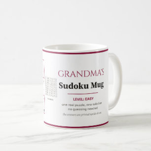 Grandma's Sudoku Easy Real Puzzle Personalized Coffee Mug