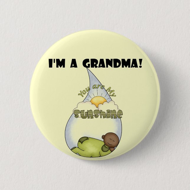 Grandma's Sunshine-African American Boy 2 Inch Round Button (Front)