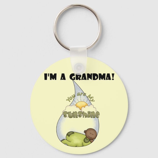 Grandma's Sunshine-African American Boy Keychain (Front)