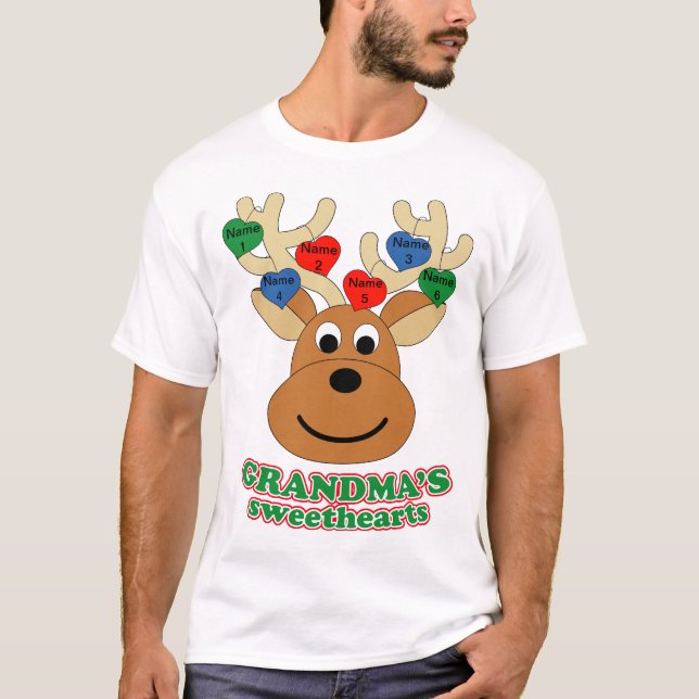 Grandma's Sweethearts Add your Grandkids names T-Shirt (Front)