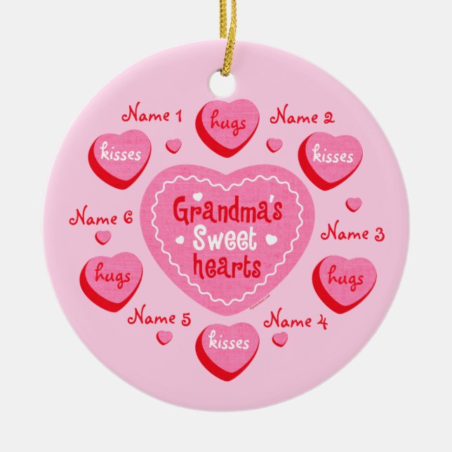 Grandma's Sweethearts Personalized Ornament (Front)