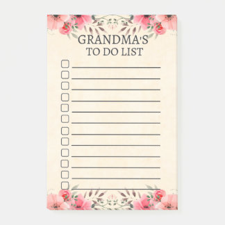 Grandma's To Do List Modern Floral Post-It Notes