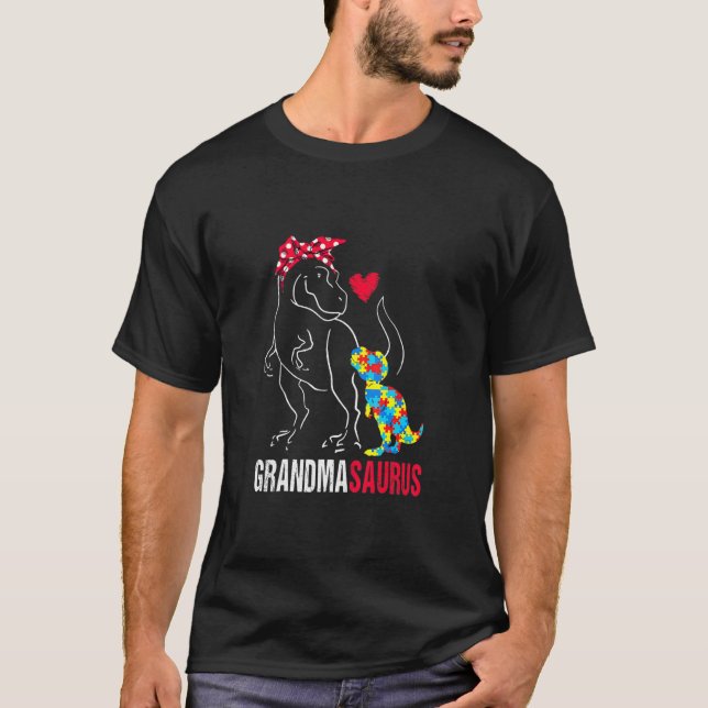 Grandmasaurus Rex Dinosaur Grandma Saurus Autism A T-Shirt (Front)