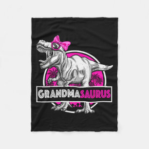 Grandmasaurus T-rex Matching Funny Grandma Saurus Fleece Blanket
