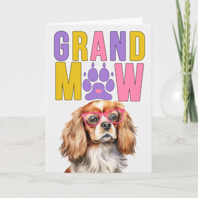 GrandMAW Cavalier King GrandDOG Grandparents Day Holiday Card (Front)