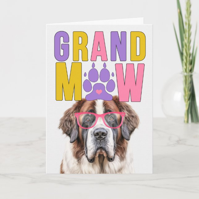 GrandMAW St Bernard GrandDOG Grandparents Day Holiday Card (Front)