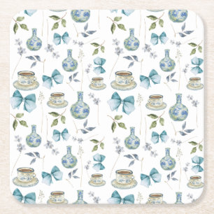 Grandmillenial Bow Watercolor Floral Coasters