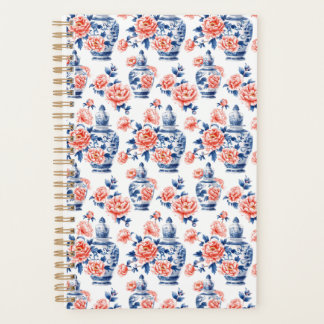 Grandmillenial Chinoiserie Ginger Jar Pink Peonies Planner