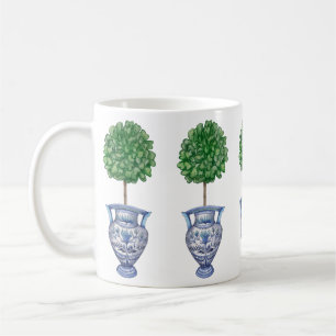 Grandmillenial chinoiserie preppy topiary coffee mug