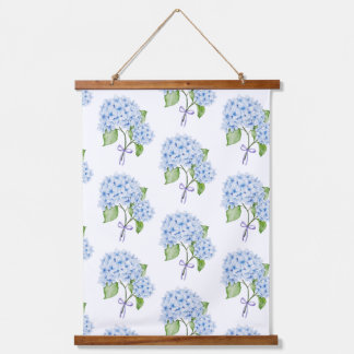 Grandmillenial floral hydrangea bow blue preppy hanging tapestry