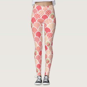 Grandmillenial floral preppy scalloped wavy leggings