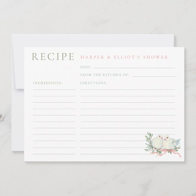 Grandmillenial Love Birds Shower Recipe Card (Front)