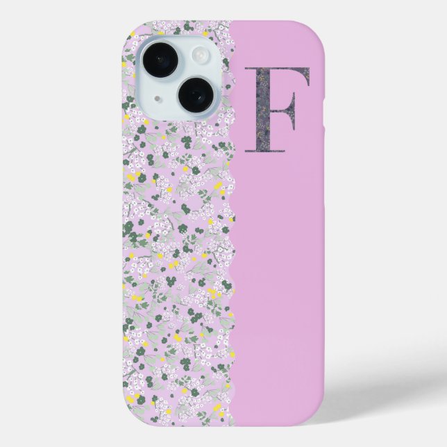 Grandmillenial MONOGRAM F LILAC LITTLE FLOWERS Case-Mate iPhone Case (Back)