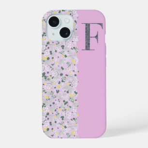 Grandmillenial MONOGRAM F LILAC LITTLE FLOWERS iPhone 15 Case