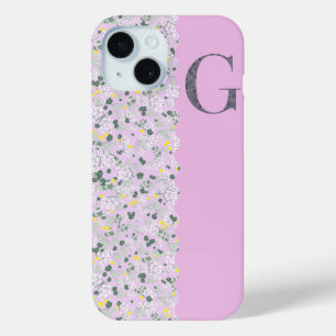 Grandmillenial MONOGRAM G LILAC LITTLE FLOWERS  iPhone 15 Case