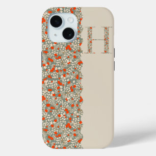 Grandmillenial MONOGRAM H BG RED LITTLE FLOWERS iPhone 15 Case