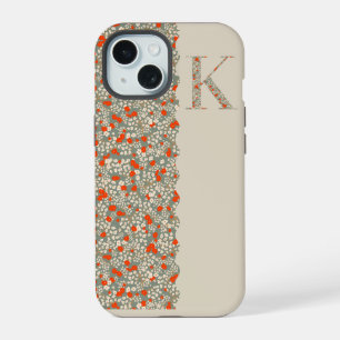 Grandmillenial MONOGRAM K BG RED LITTLE FLOWERS iPhone 15 Case