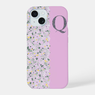 Grandmillenial MONOGRAM P LILAC LITTLE FLOWERS iPhone 15 Case