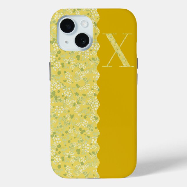 Grandmillenial MONOGRAM X YELLOW LITTLE FLOWERS Case-Mate iPhone Case (Back)