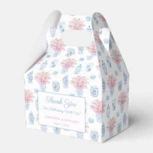 Grandmillenial Pink Blue Ginger Jar Wedding Shower Favor Box