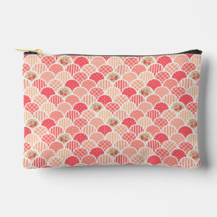 Grandmillenial pink scallop wave floral pink accessory pouch