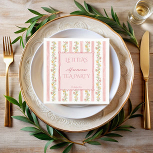 Grandmillenial tea party baby shower monogrammed napkin