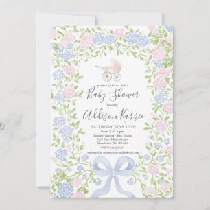 Grandmillennial baby carriage shower invitation