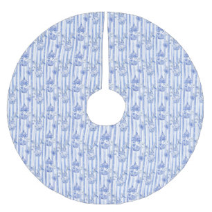 Grandmillennial Blue Chinoiserie Ginger Jar  Brushed Polyester Tree Skirt
