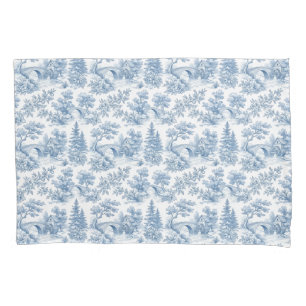 Grandmillennial Blue Toile Country Landscape Pillowcase