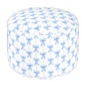 Grandmillennial Bows Decorative Round Pouf (Angled Front)