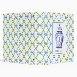 Grandmillennial Chinoiserie Ginger Jar   Monogram Binder