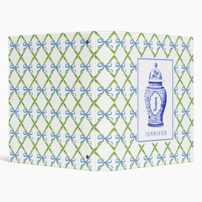 Grandmillennial Chinoiserie Ginger Jar | Monogram Binder (Background)