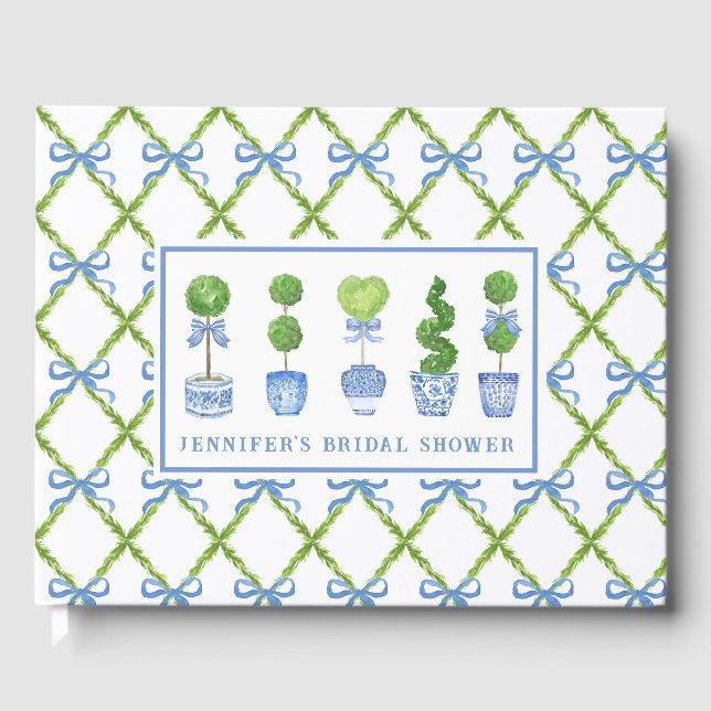 Grandmillennial Chinoiserie Topiary | Personalized Guest Book (Front)
