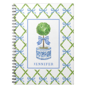 Grandmillennial Chinoiserie Topiary Personalized Notebook