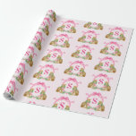 Grandmillennial Christmas Leopard Monogram Wrapping Paper<br><div class="desc">This Christmas gift wrap has a crest with leopards wearing wreaths with a hot pink monogram initial. You can personalize with  your initial.</div>