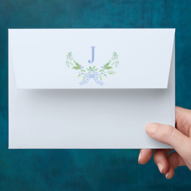 Grandmillennial Christmas Swag Monogram Envelope (Hand)