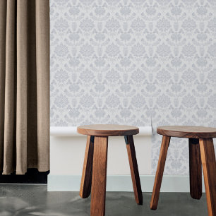 Grandmillennial classic french style damask grey wallpaper