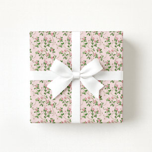 Grandmillennial Cottagecore Pink Floral Wrapping  Paper