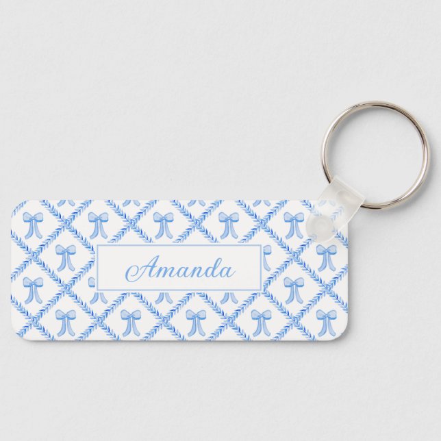 Grandmillennial Customizable Bow Trellis Keychain  (Front)