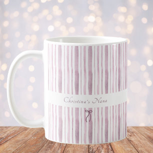 Grandmillennial Dusty Mauve Stripe Elegant Cottage Coffee Mug