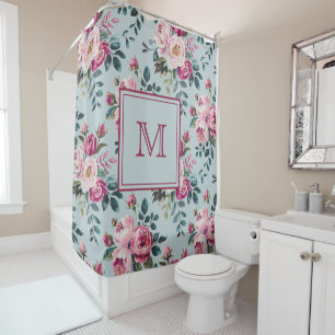 Grandmillennial Dusty Rose Floral Custom Monogram