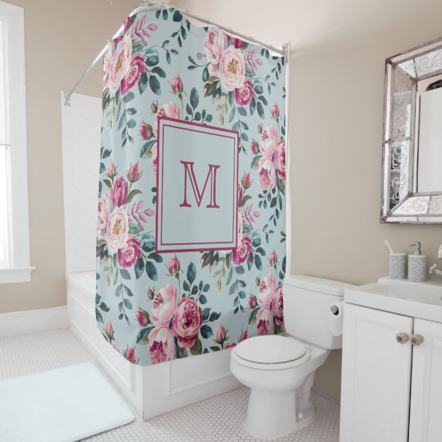 Grandmillennial Dusty Rose Floral Custom Monogram (In Situ)