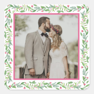 Grandmillennial Evergreen Swag   Photo Square Sticker