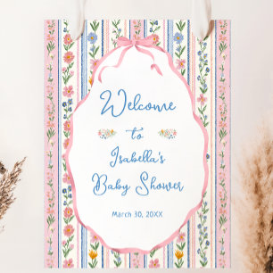 Grandmillennial Floral Baby Shower Welcome  Poster