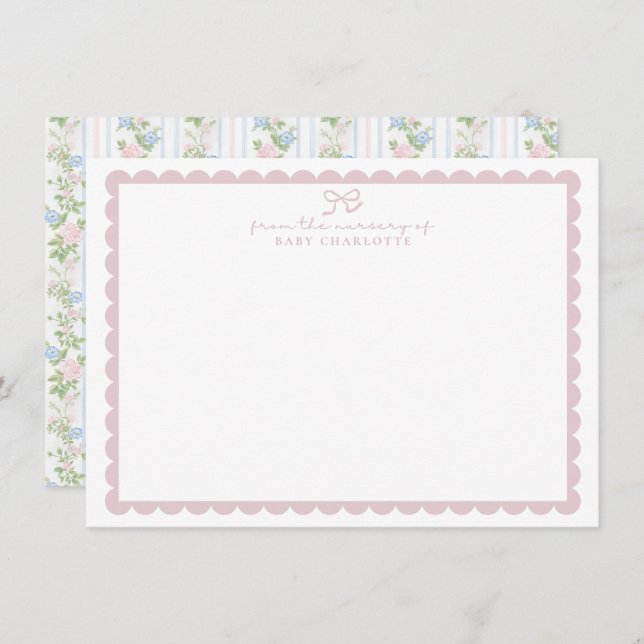 Grandmillennial Floral Nursery Stationery card (Front/Back)