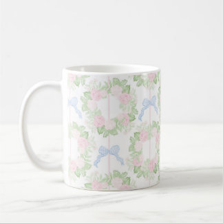 Grandmillennial Floral Wreaths Gingham Bows Mug