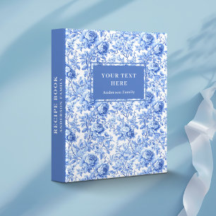 Grandmillennial French Toile Blue Roses Memory Binder