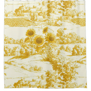 Grandmillennial Gold Sunflower Toile Pattern