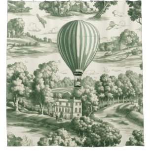Grandmillennial Green French Toile Scenic Pattern