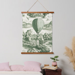 Grandmillennial Green French Toile Scenic Pattern Hanging Tapestry